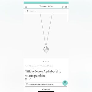Tiffany and co notes pendant letter A